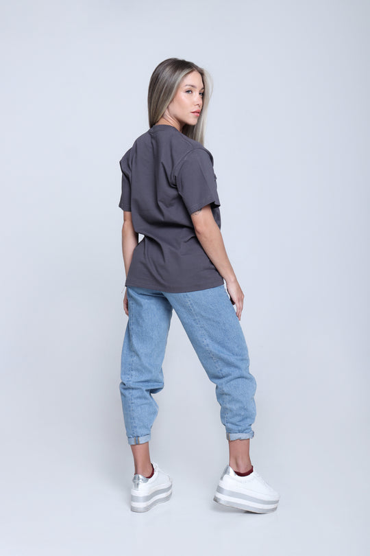 Franela Clásica Cuello O - Gris Oscuro - 1300GO-003 