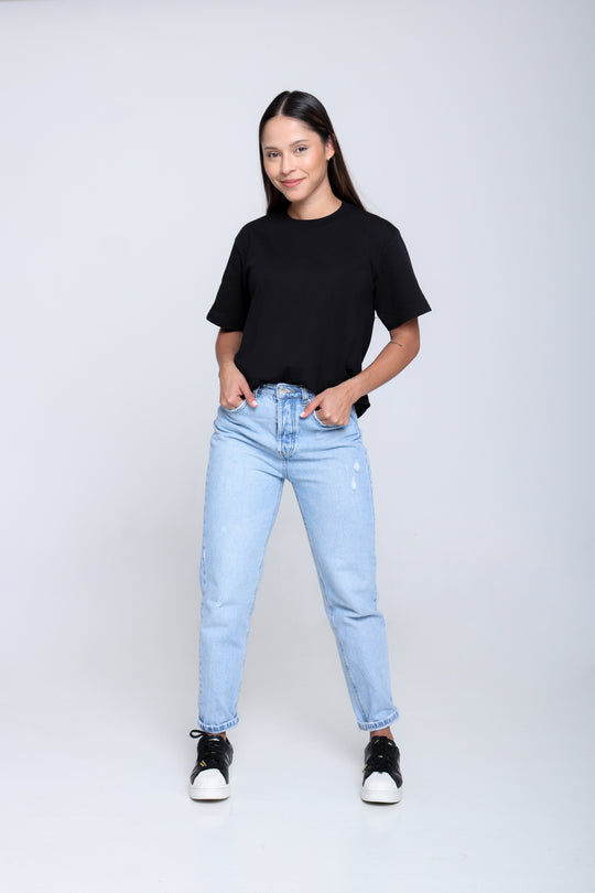 Franela Clásica Cuello O - Negro - 1300NG-003 