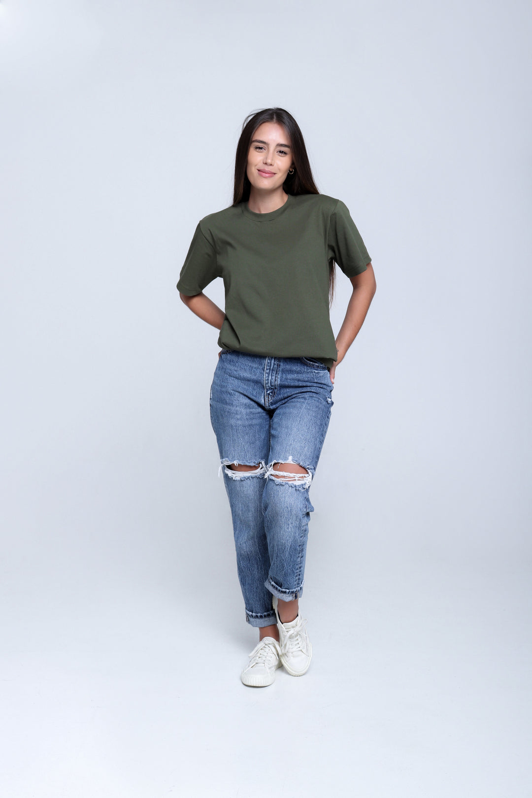 Franela Clásica Cuello O - Verde Oliva - 1300VO-001 
