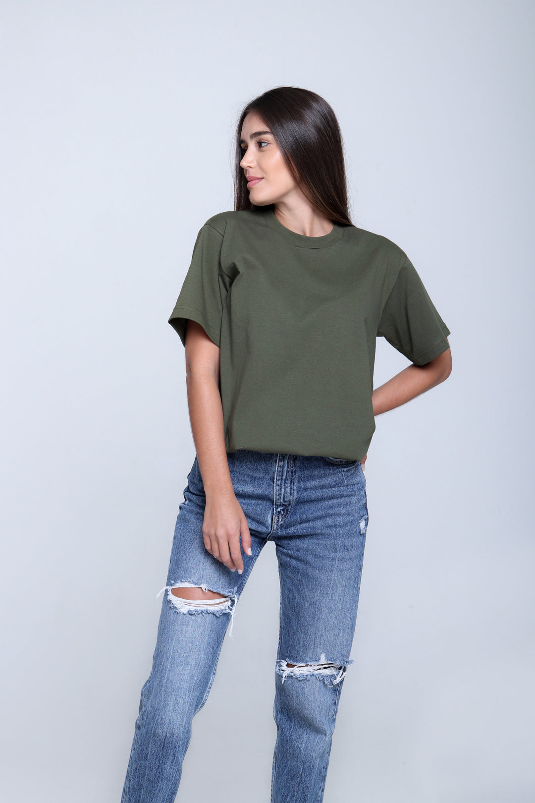 Franela Clásica Cuello O - Verde Oliva - 1300VO-004 
