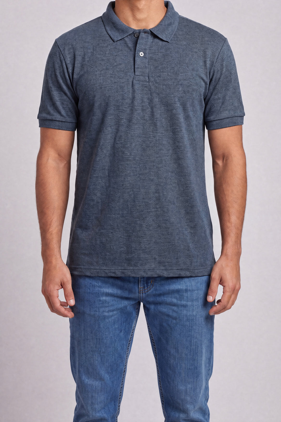 Chemise Polycotton 2816JM — Jaspeado Marino — vista frontal 