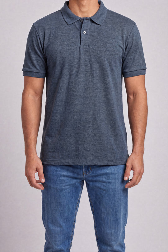 Chemise Polycotton 2816JM — Jaspeado Marino — vista frontal 
