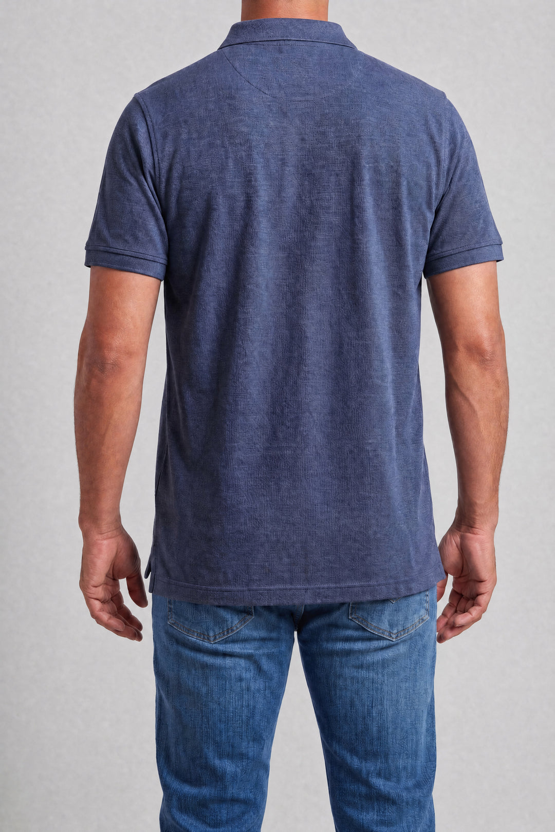 Chemise Polycotton 2816JM — Jaspeado Marino — vista posterior 