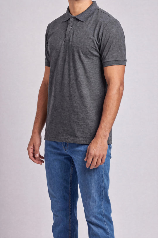 Chemise Polycotton 2816JN — Jaspeada Gris — vista tres cuartos 