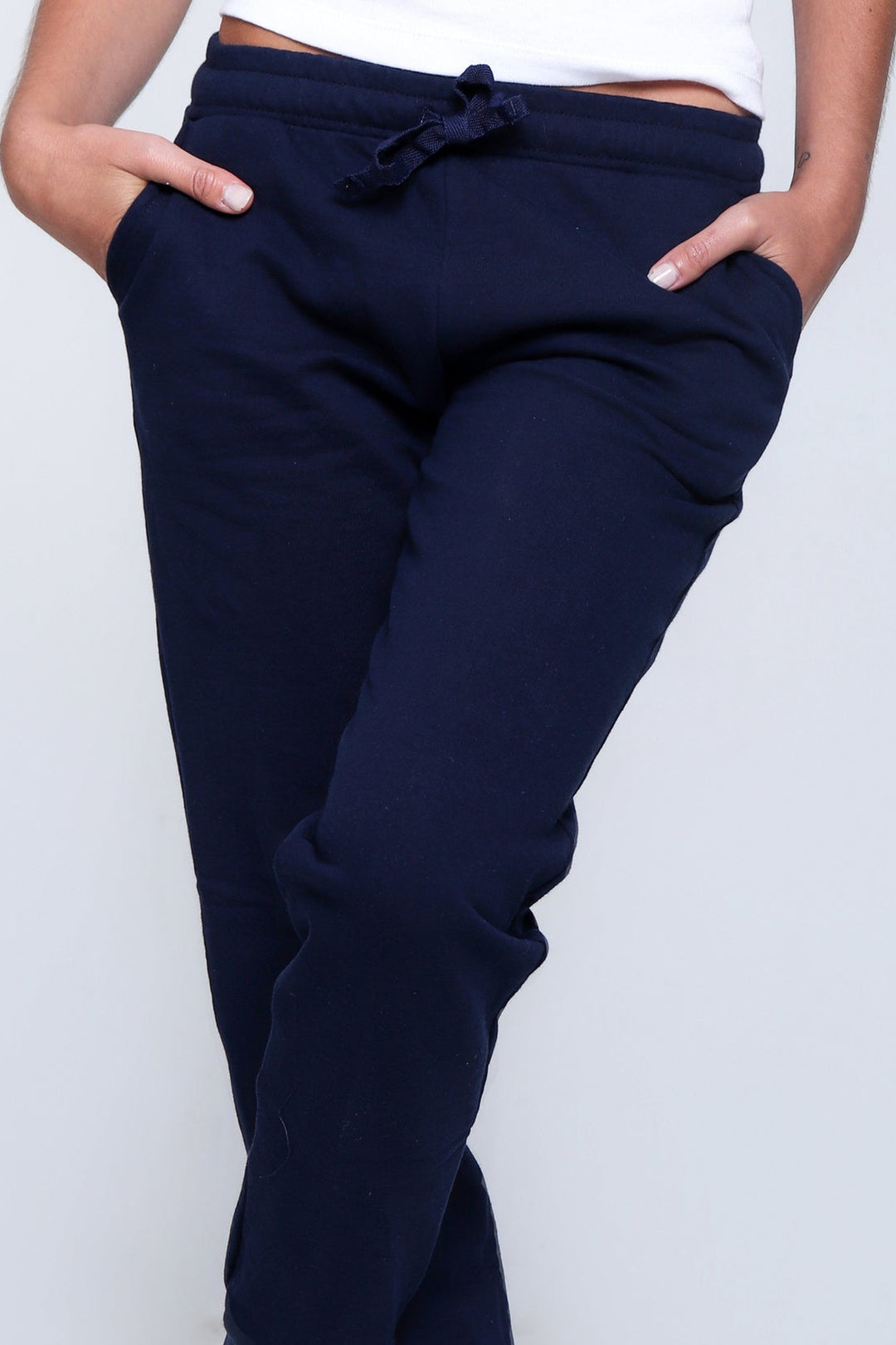 Jogger Jaspeado 3074 · Mujer · Color: ZM · Detalle real de cintura, cordón y bolsillo 
