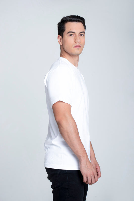 Franela Clásica Cuello O de hombre 1300BL - Blanco - Foto 02 