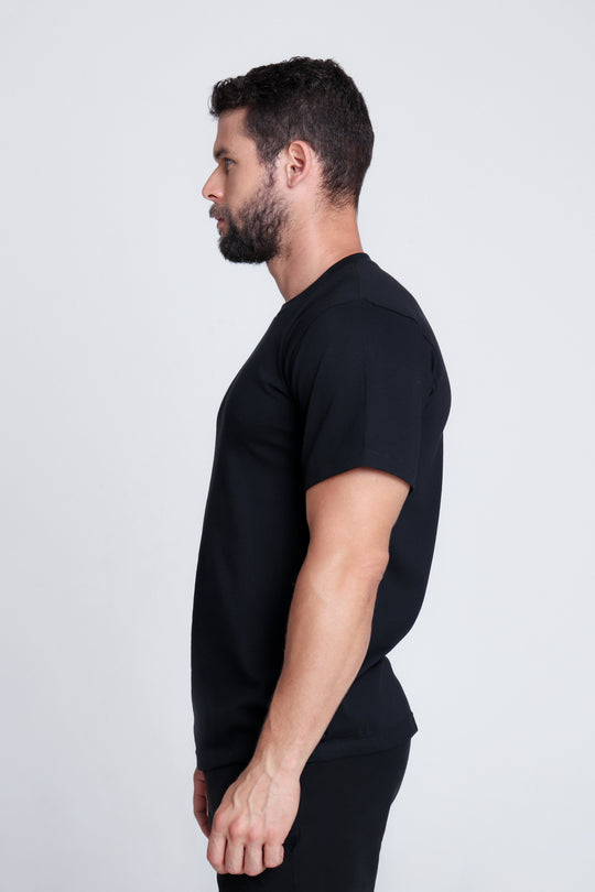 Franela Clásica Cuello O de hombre 1300NG - Negro - Foto 01 