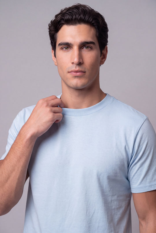 Franela Clásica Cuello O de hombre 1300ZL - Azul Cristal - Foto 02 