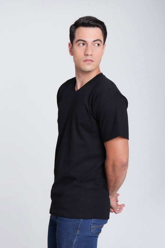 Franela Cuello En V de hombre 1301NG - Negro - Foto 01 