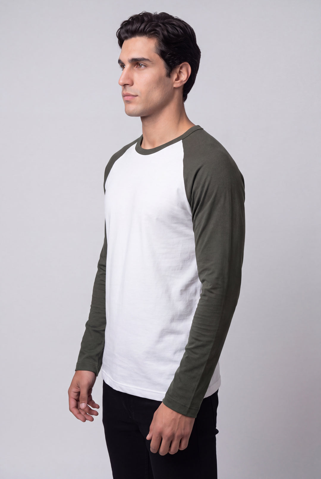 Franela Manga Raglán de hombre 1310BLVF - Blanco con Verde Forestal - Foto 01 