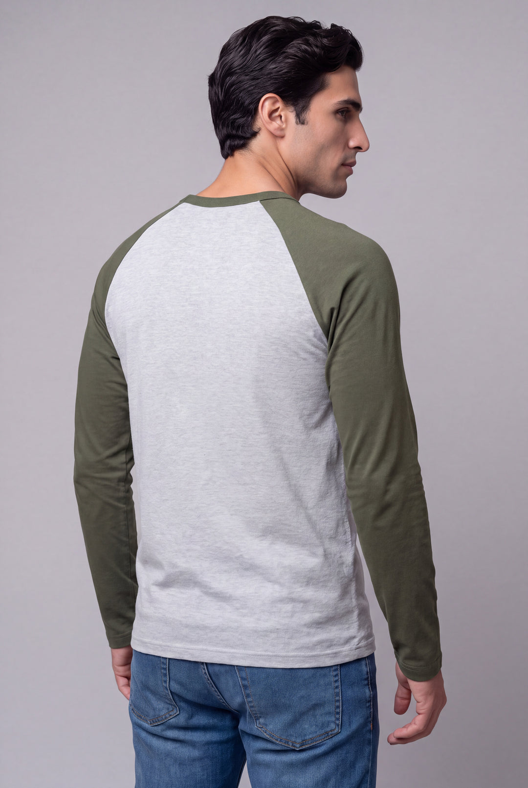 Franela Manga Raglán de hombre 1310MEVF - Melange con Verde Forestal - Foto 02 