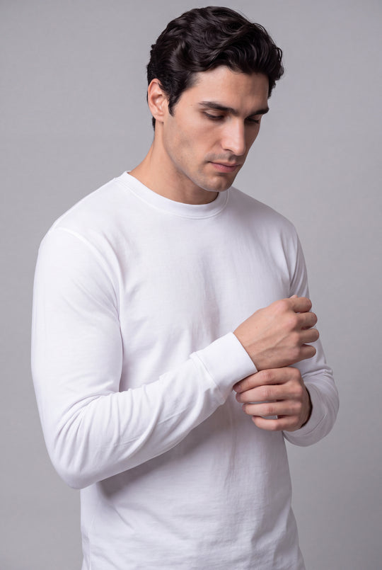 Franela Manga Larga Casual de hombre 1373BL - Blanco - Foto 01 
