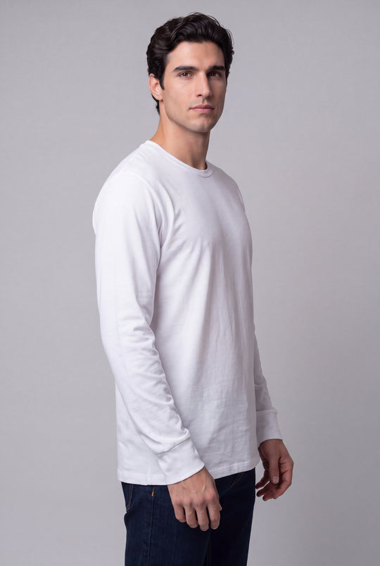 Franela Manga Larga Casual de hombre 1373BL - Blanco - Foto 02 