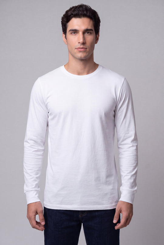 Franela Manga Larga Casual de hombre 1373BL - Blanco - Foto 03 