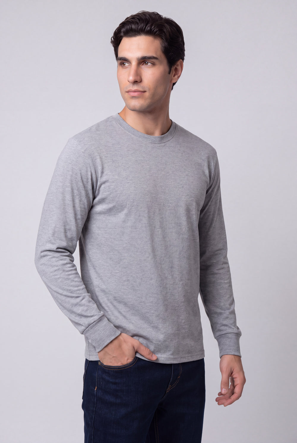 Franela Manga Larga Casual de hombre 1373ME - Melange - Foto 01 #color_me