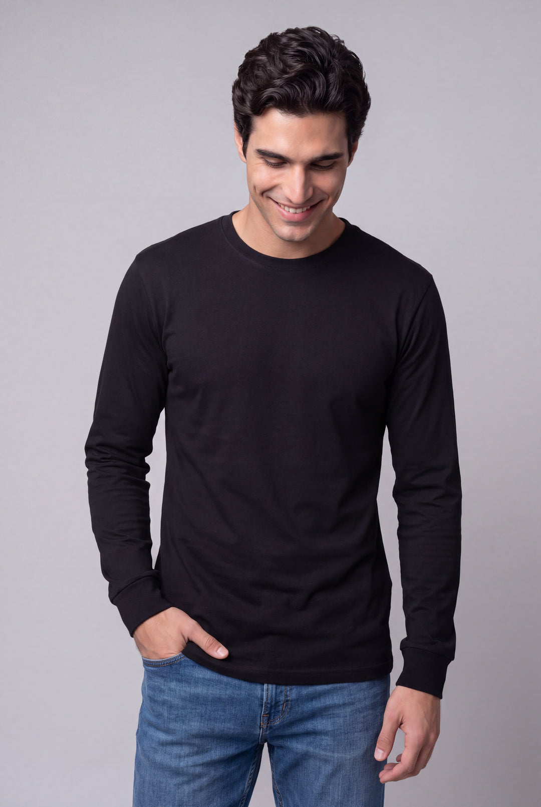 Franela Manga Larga Casual de hombre 1373NG - Negro - Foto 01 #color_ng