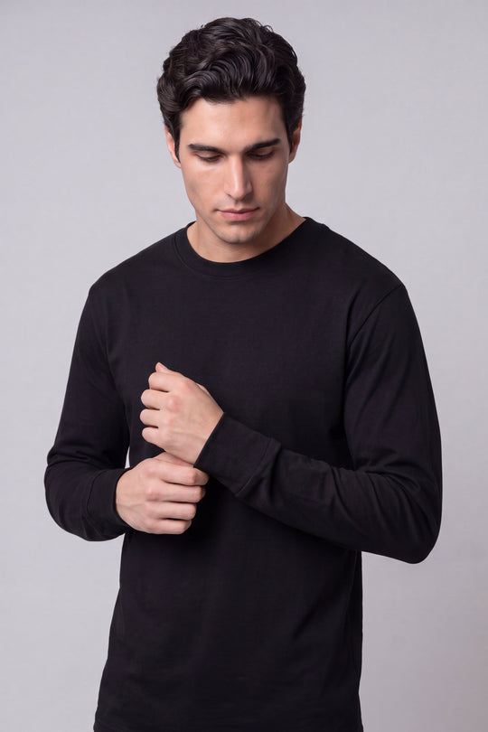 Franela Manga Larga Casual de hombre 1373NG - Negro - Foto 02 