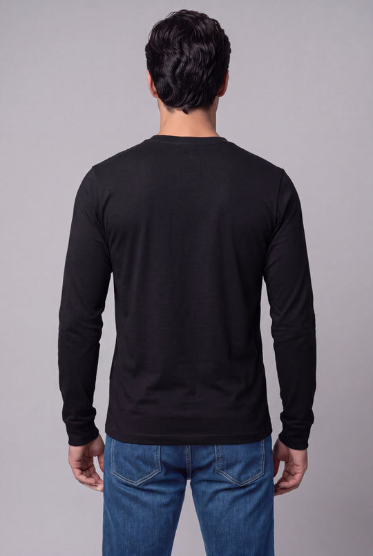 Franela Manga Larga Casual de hombre 1373NG - Negro - Foto 04 