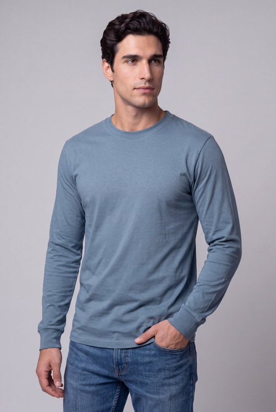 Franela Manga Larga Casual de hombre 1373ZB - Azul Ballena - Foto 01 