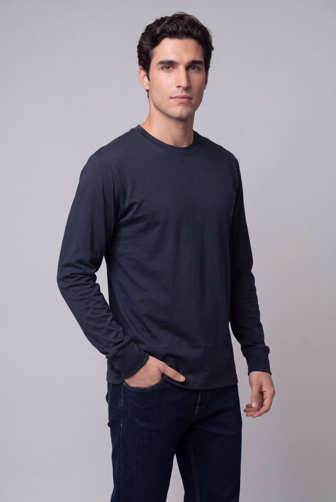 Franela Manga Larga Casual de hombre 1373ZW - Azul Eclipse - Foto 01 