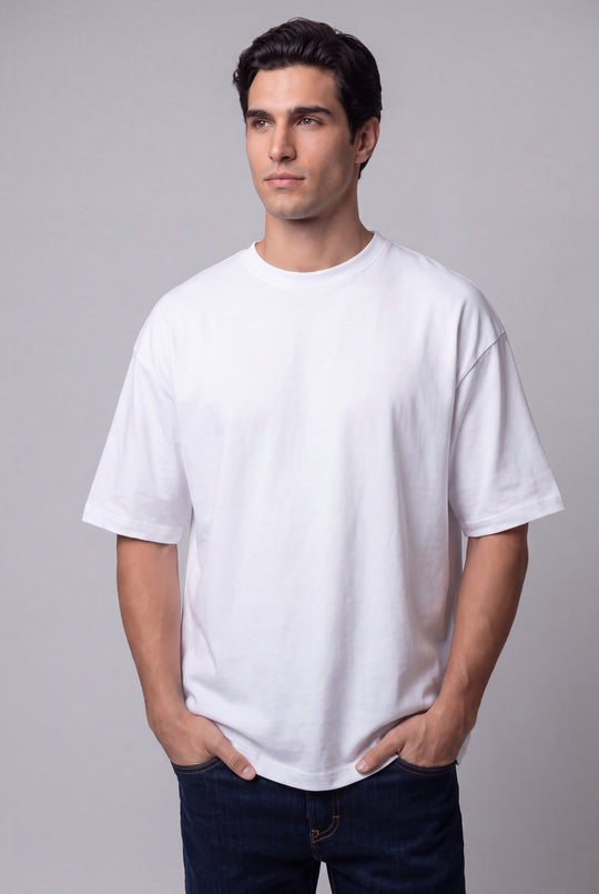 Franela Oversized Casual de hombre 1374BL - Blanco - Foto 01 