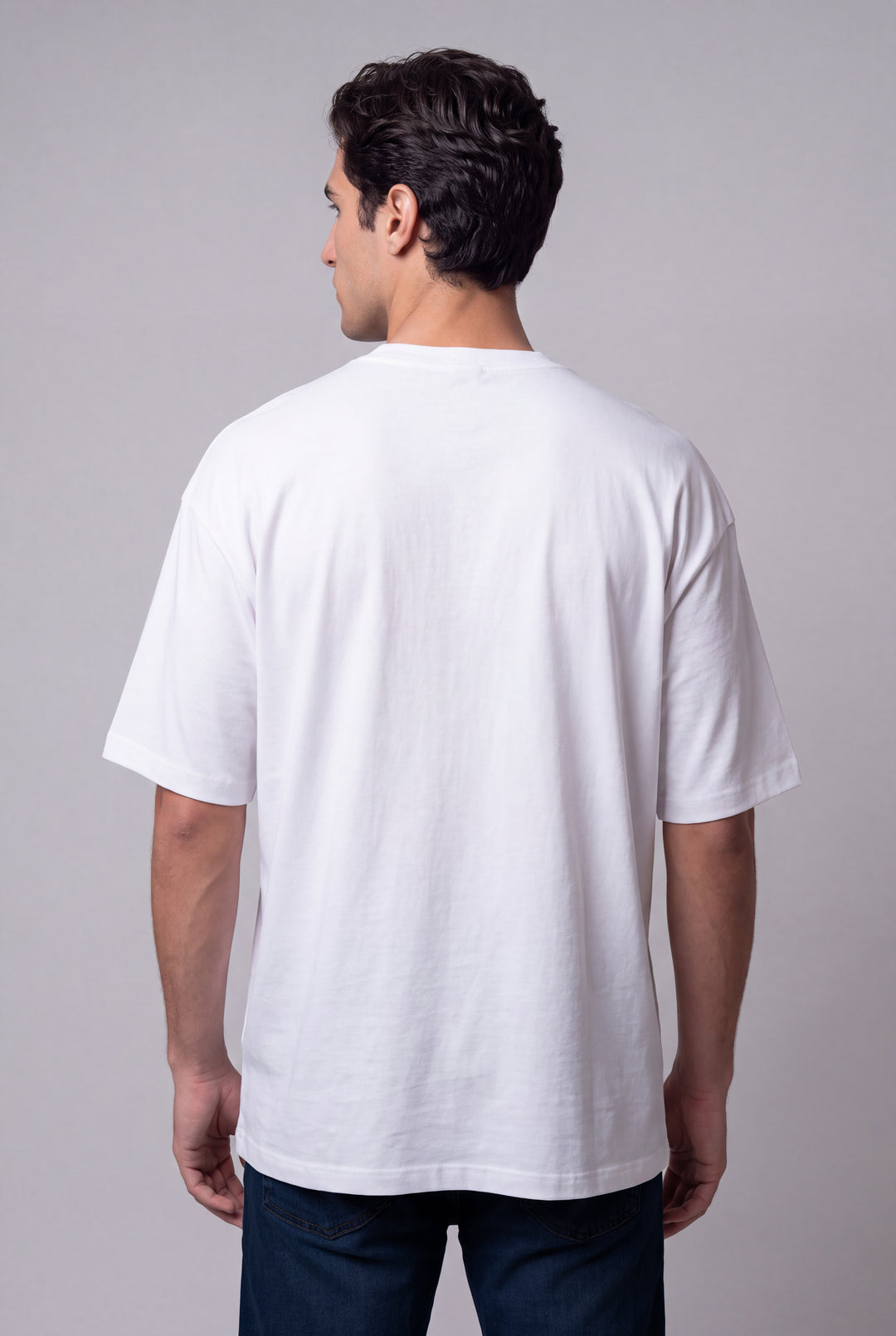 Franela Oversized Casual de hombre 1374BL - Blanco - Foto 03 