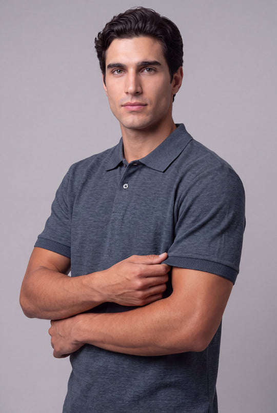 Chemise Polycotton de hombre 2816JM - Jaspeado Marino - Foto 01 