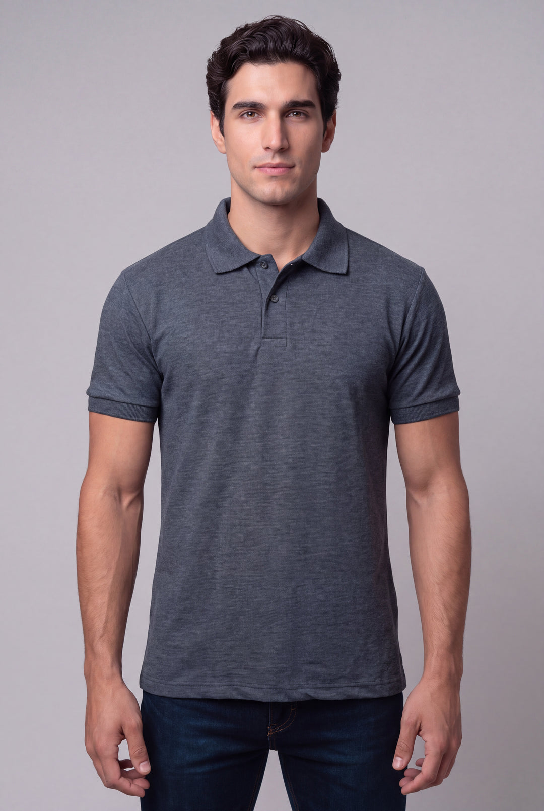 Chemise Polycotton de hombre 2816JM - Jaspeado Marino - Foto 02 