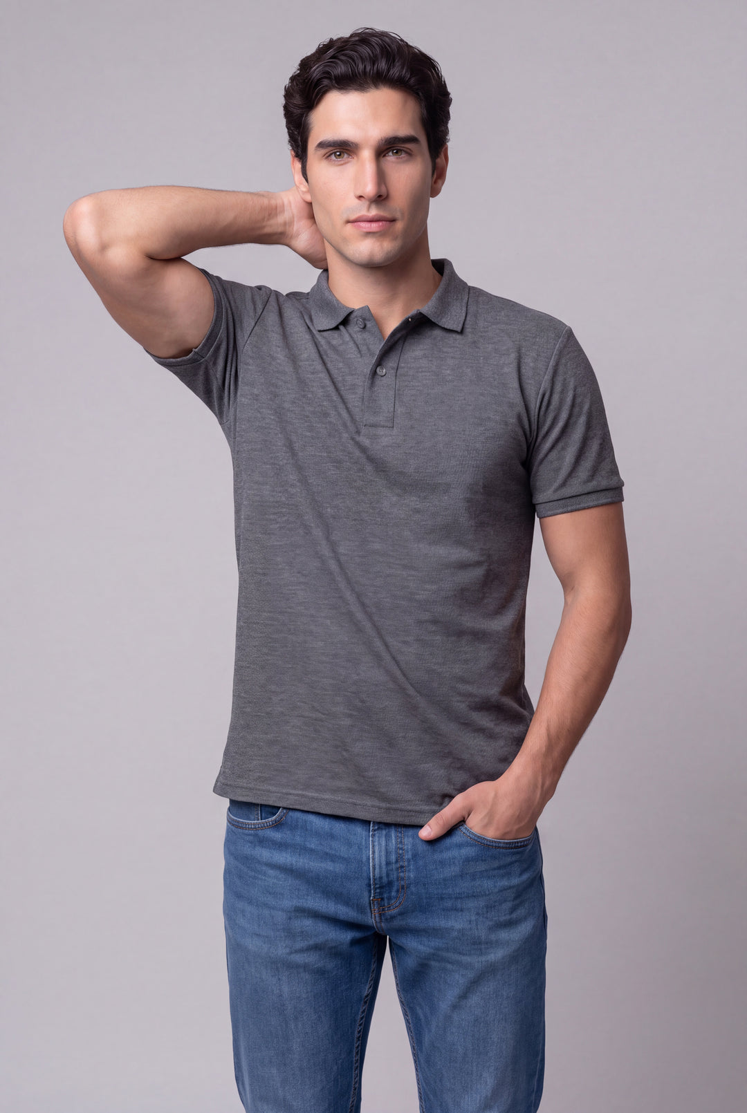 Chemise Polycotton de hombre 2816JN - Jaspeada Gris - Foto 01 
