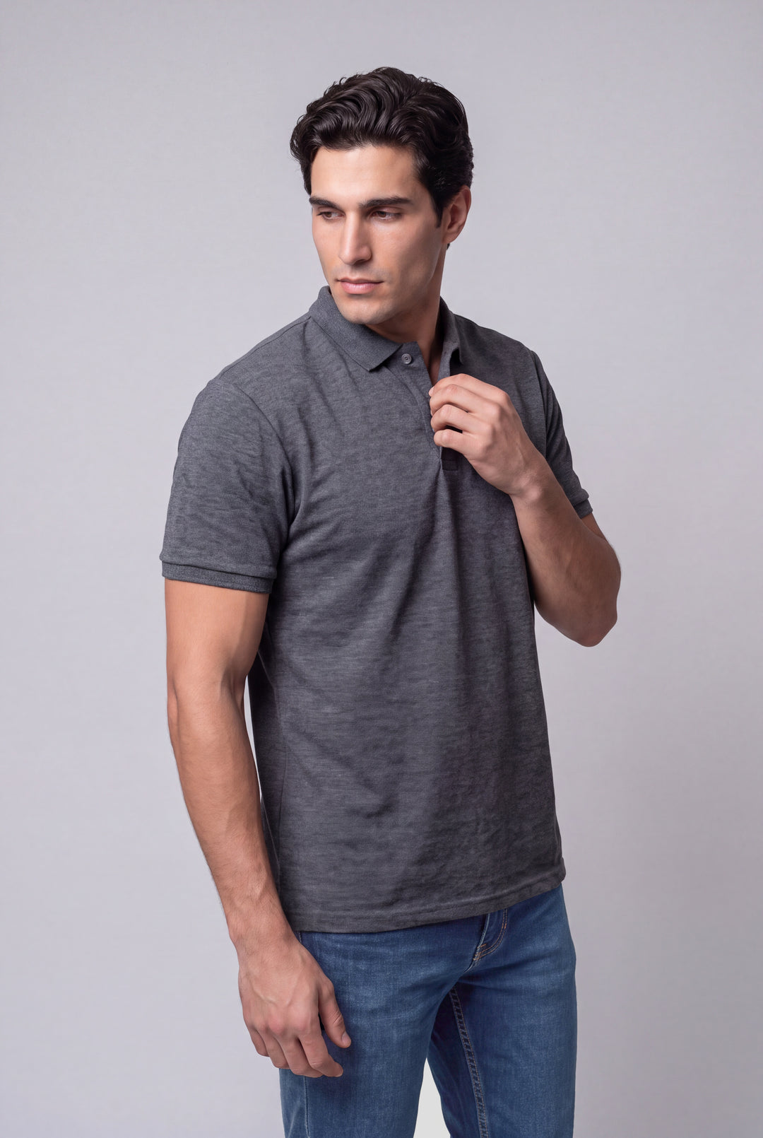 Chemise Polycotton de hombre 2816JN - Jaspeada Gris - Foto 02 