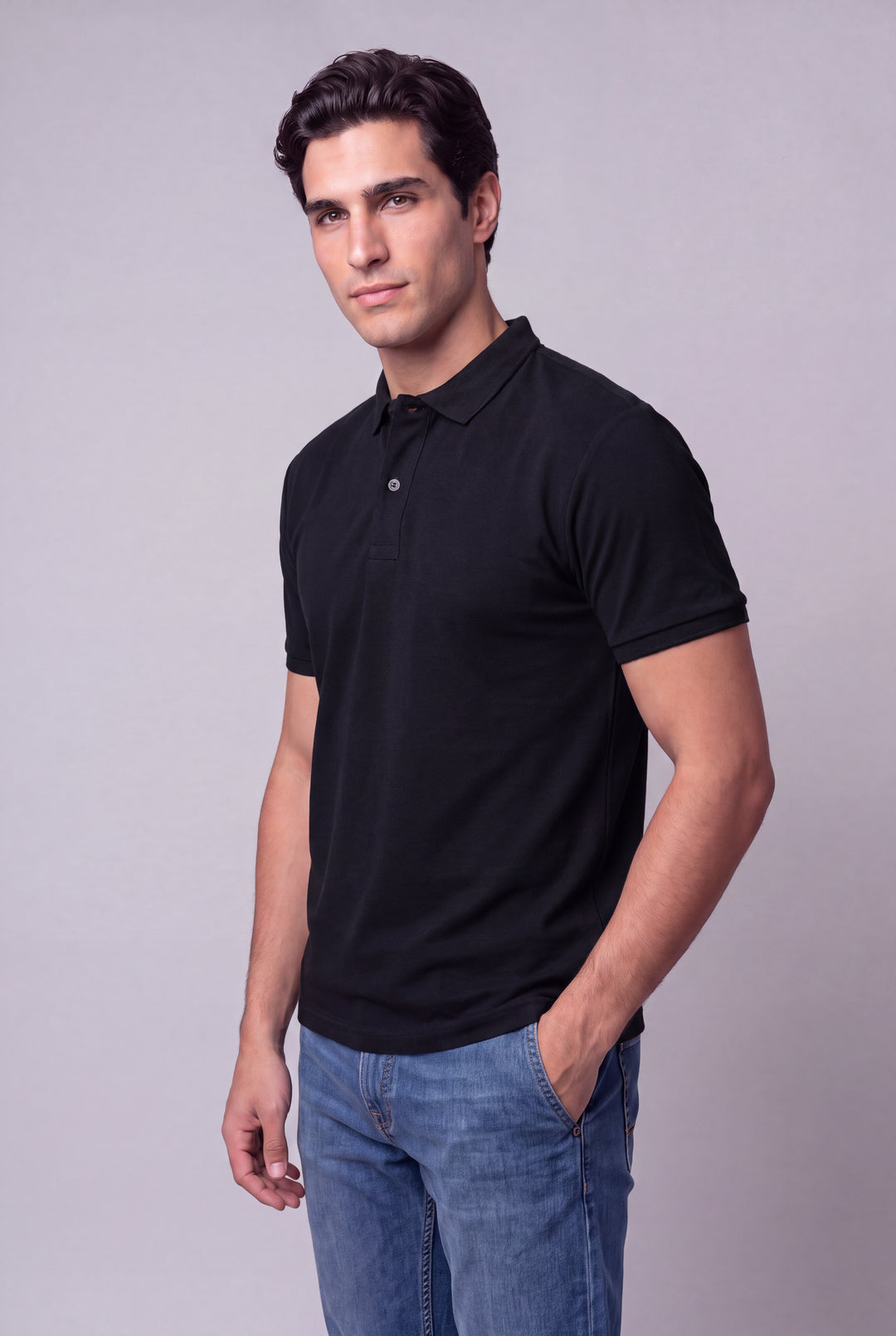 Chemise Polycotton de hombre 2816NG - Negro - Foto 01 